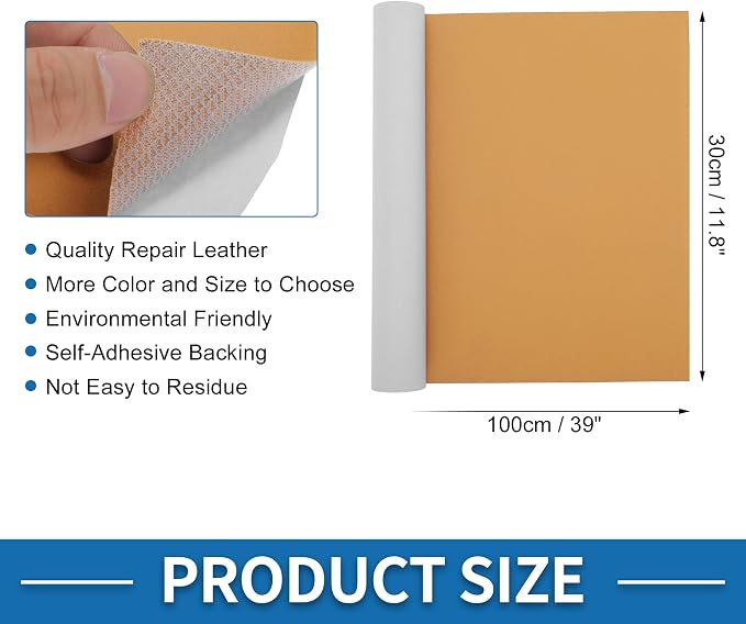 Self Adhesive Leather Repair Patch Strong Stickiness 39"x11.8" Leather Repair Tape PVC Faux Leather Khaki 1 Pcs