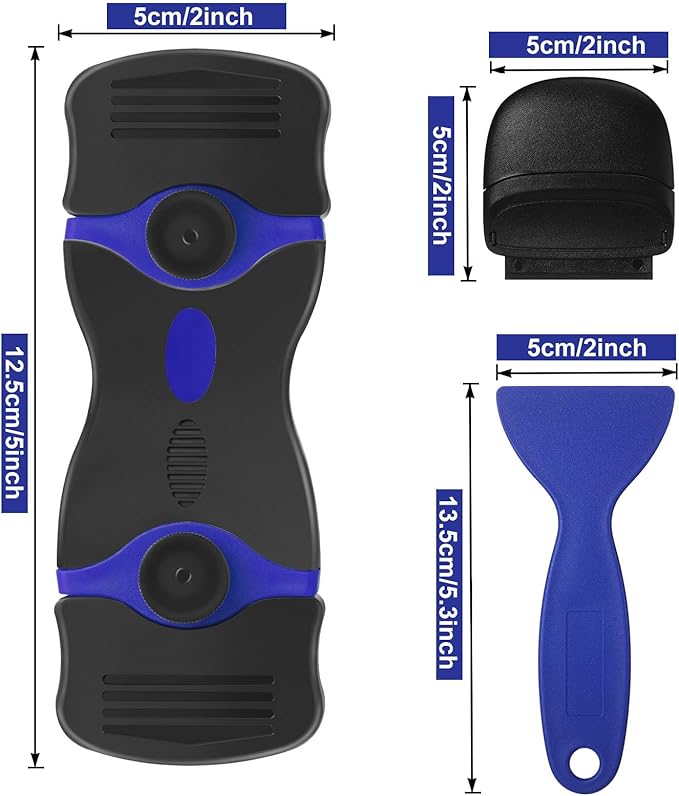 Tallew 9 Pcs Plastic Scraper Tool Sticker Plastic Razor Blade Scraper Plastic Pick Plastic Non Scratch Tool Putty Knife for Window Floor Label Removal Paint Cleaning(Dark Blue)