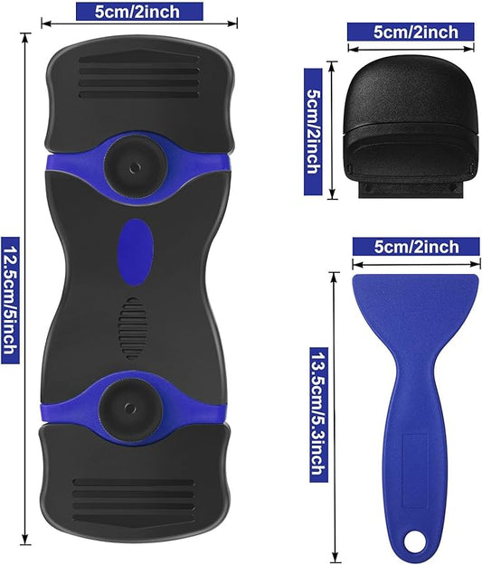 Tallew 9 Pcs Plastic Scraper Tool Sticker Plastic Razor Blade Scraper Plastic Pick Plastic Non Scratch Tool Putty Knife for Window Floor Label Removal Paint Cleaning(Dark Blue)
