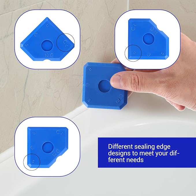 12Pcs Caulking Tool Kit, Caulk Finishing Smoothing Tool, Caulk Remover Tools, Sealant Grout Scraper for Kitchen Bathroom Floor Window Sealant Sealing Sink(Blue, Yellow, Black)
