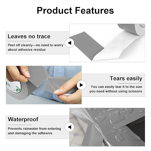 BOMEI PACK 3 in x 50 Yards Silver Heavy Duty Duct Tape Strong Adhesive, 9.05mil Duct Heavy Duty Waterproof All Weather Gray Duct Tape No Residue Sealing & Patching for Indoor&Outdoor Repair