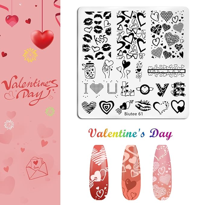 Biutee 15PCS Nail Art Stamping Plate 8 Nail Stamping Gel Polish Nail Stamping Kit Nail Stamper Scraper with Storage Bag, Lace Flower Butterfly Star Design Nail Stamp Template Kit for DIY Nail Art