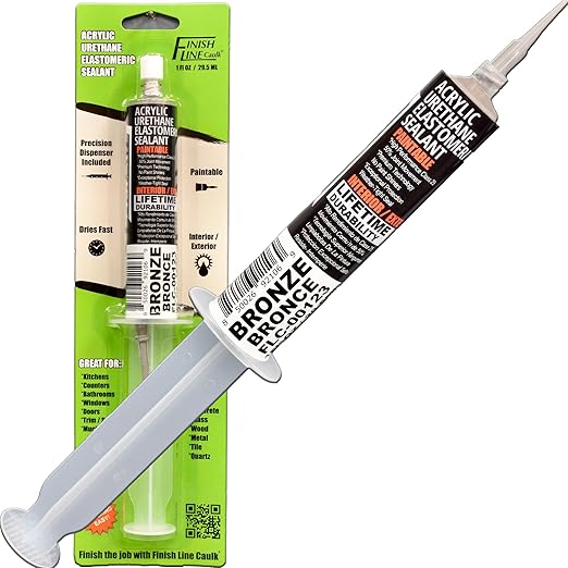 – Acrylic Urethane Elastomeric Sealant – Pre-Filled Precision Caulk Gun – Dark Brown/Bronze – 1 oz Tube – Flexible & Durable Sealant for Trim, Baseboards, and Small Cracks