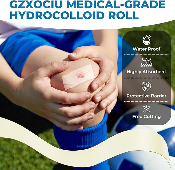 Hydrocolloid Bandages Roll: 2in x 5ft Ultra Adhesivas & Absorbent & Waterproof Large Hydrocolloid Patches for Wound Care Hydro Seal Wound Healing Hydrocolloid Dressing Bandaid Tape