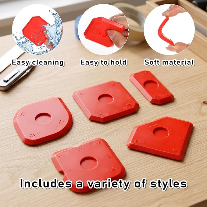 10 Pcs Silicone Caulking Tool Set Sealant Finishing Tool Caulking Kit Sealant Grout Tools Caulk Remover Tools Multi-Edge Sealants Applicator Portable Sealants Scraper
