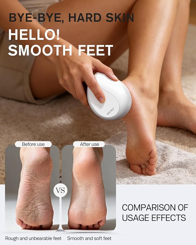 BEZOX Glass Pumice Stone, Foot File Callus Remover for Feet, Professional Foot Scrubber for Dead Skin & Cracked Heels – Premium Pedicure Tools with Anti-Slip Handle and Protective Cover - White