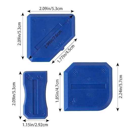 ZZRANYE Blue Caulking Tool Kit 3PCS, Silicone Finishing Tool Set with Multi-Edges for Sealing Grout, Caulk Smoothing & DIY Crafts, Reusable Caulk Remover Tools Sealant Finishing Grout Scraper
