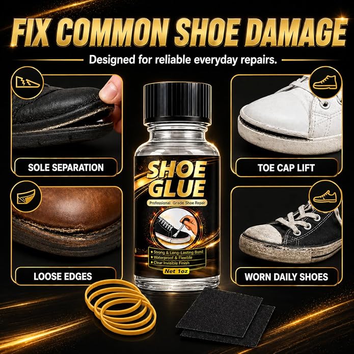 Shoe Glue – Waterproof, Clear, Fast-Drying, Heavy Duty Shoe Glue Sole Repair for Sneakers, Boots, Heels, Hiking Shoes, Leather, Slippers, Rubber, and Canvas（30g）