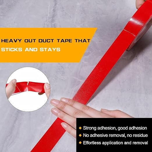 Red Duct Tape 1 Inch x 33 Yards, Heavy Duty Waterproof Repair Tape, Straight Hand-Tear Cloth Tape for DIY Craft, Camping Gear, Home Maintenance & Packing