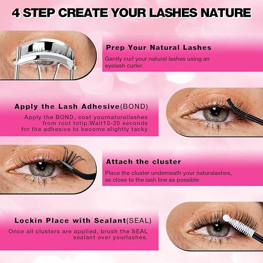 Professional Lash Cluster Glue Kit - 150H Strong Hold Bond & Seal Waterproof Eyelash Glue,Long-Lasting Adhesive for DIY Cluster Lashes,Home Use,Beginners & Pros(Black,2-Pack (5ml+5ml+0.24oz)