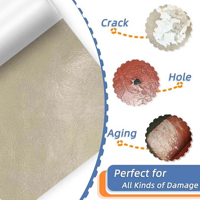Self Adhesive Faux Leather Repair Patch,1Roll 15x78 Inch Leather Repair Tape for Furniture,Couch Tape for Couches,Bed,Car Seats,Chair,Light Gray