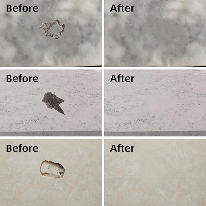 FENFANDAS Tile and Granite Repair Kit, Marble Porcelain Stone and Quartz Countertops Repair Kit for Chips Dents Cracks Holes Scratch, Fix Chipped Edges Corners, Reattaches Missing Pieces