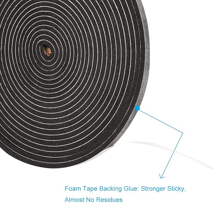 3 Rolls Weather Stripping,1/4 Inch Wide X 1/8 Inch Thick Foam Seal Tape High Density Foam Strip Self Adhesive,Closed Cell Tape Seal Strip,16 Feet Long Each