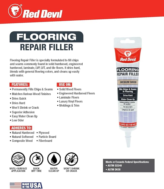 Red Devil 056050 Flooring Repair Filler, 5 oz., Medium Gray, 1 Pack