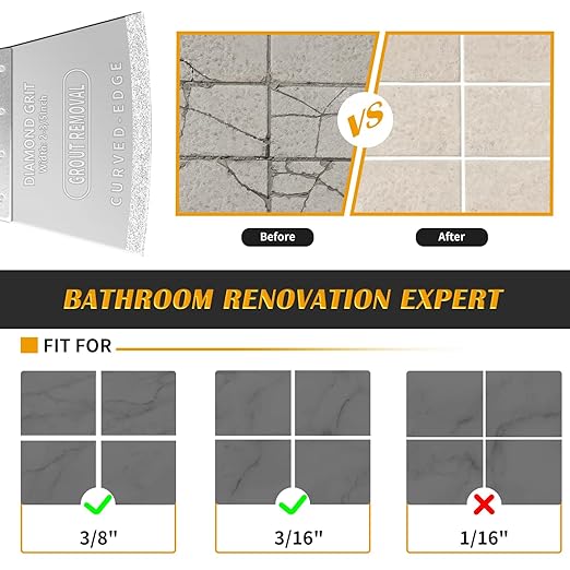 AMZWEI 6PCS 2-3/5Inch Diamond Oscillating Multi Tool Blades for Grout Removal, Cleaning Mortar, Curved Edge Grout Removing Saw Blades Fit Dewalt Milwaukee Porter Cable Rockwell Ryobi