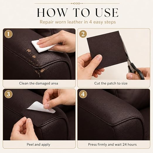 Self Adhesive Leather Repair Patch 24x54 Inch Sofa Car Seat Strong Adhesive | YAWQIRV Strong Self Adhesive Patch, Leather Repair Kit and Vinyl Repair Kit, Waterproof Scratch Fix, Durable, Dark Brown