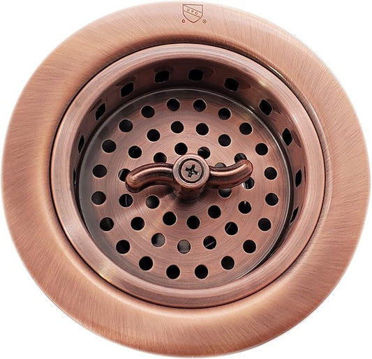 Westbrass Wing Nut Style Large Kitchen Sink Basket Strainer, 2 Pack, Antique Copper, D2135-11