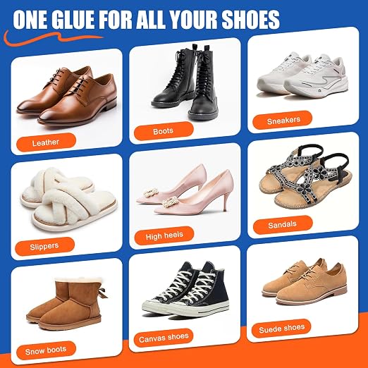 StrongBond Shoe Glue, 2 * 100ML Professional Grade Super Glue for Shoes Boots Leather Repairs Permanent Flexible Waterproof Clear Drying Formula Fast Setting Adhesive for Insoles, Soles, Heels & More