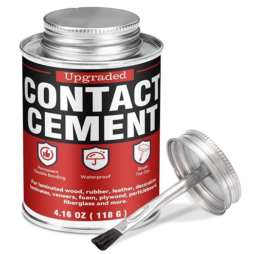 Contact Cement Adhesive 4.16 Oz, High Performance Neoprene Contact Adhesive with Brush, Flexible & Strong Bonding for Leather, Woodworking, Furniture Repairs and DIY Crafts(4.15oz)