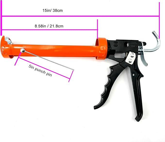 Zeluga 25-210 10 oz. Smooth Hex Rod Cradle Caulking Gun with Spout Cutter, Orange