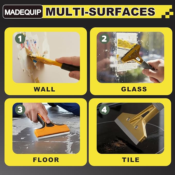 4 Inch Scraper Blades,150 PCS Razor Scraper Replacement Blade 4" for Floor,Glass,Wall, Heavy Duty Cleaning