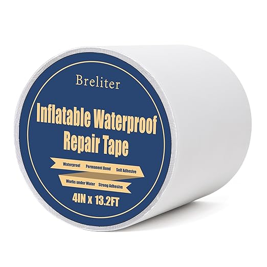 Breliter Inflatable Waterproof Repair Tape - Waterproof TPU Patch Repair Kit, Sealing Repair Tape for Air Mattress, Bounce House, Inflatable Toys, Tent, Swimming Ring, Heavy Duty - 4in x 13.2ft