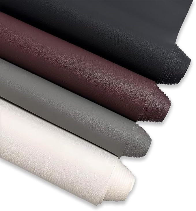 Brown Faux Leather Fabric 19"x54" – Waterproof Lychee Grain Vinyl Fabric with Mesh Backing for Upholstery, Sewing, Handbags, Furniture Repair & DIY Crafts
