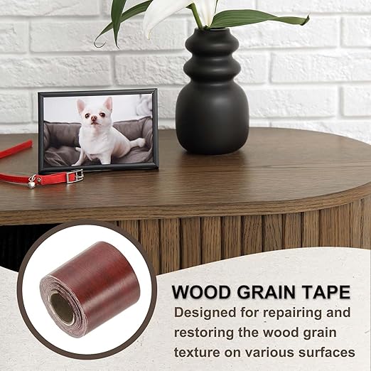 PATIKIL Wood Grain Tape 2" x 32 ft, Self-Adhesive Wood Texture Repair Tape Realistic Wooden Effect Patch for Furniture Cabinets Floor Walls, Walnut