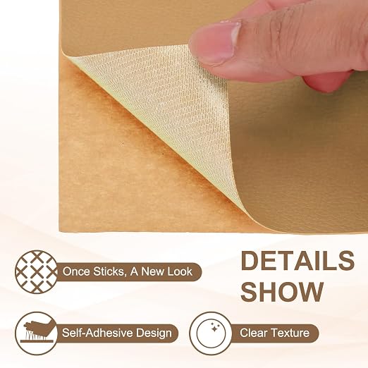 PATIKIL Leather Repair Patch, 2 Pack 10 x 24 Inch Self-Adhesive Vinyl Patch Furniture Tape Repair Kit for Sofas Couches Stools Chairs Cabinets Bags, Khaki