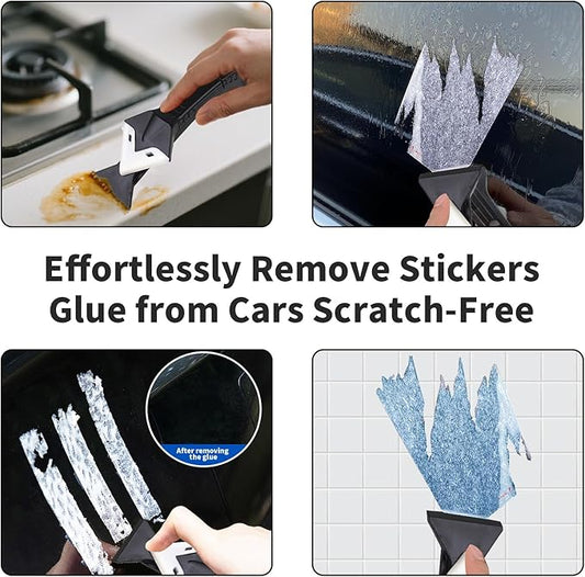 3 in 1 Caulking Tool Kit: 1 Steel Scraper & 5 Silicone Pads - Grout Remover and Sealant Finisher for Bathroom, Kitchen, Tile Joints
