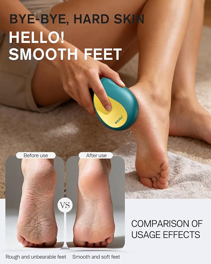 BEZOX Glass Foot Scrubber – Professional Foot File Callus Remover for Dead Skin & Cracked Heels – Premium Pumice Stone Pedicure Tools for Feet with Anti-Slip Handle and Protective Cover - Green