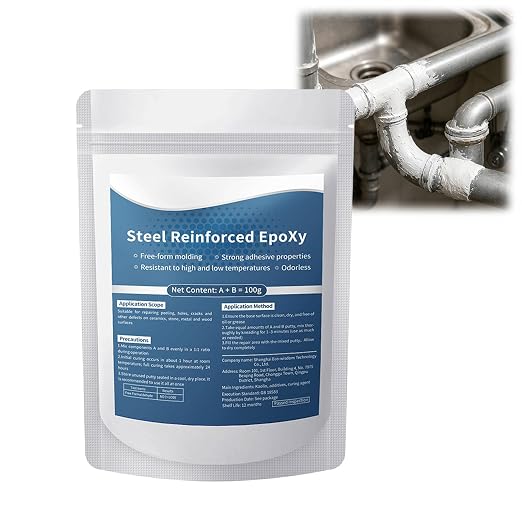 Steel Reinforced Epoxy Putty, 2026 New Heavy Duty Metal Putty Putty for Repair, Waterproof Steel Reinforced Epoxy for Metal Filler Putty, Suitable for Repairing Various Types of Sewer Pipes (1 Pack)