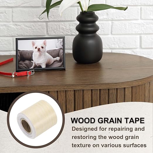 PATIKIL Wood Grain Tape 2" x 32 ft, Self-Adhesive Wood Texture Repair Tape Realistic Wooden Effect Patch for Furniture Cabinets Floor Walls, White Oak