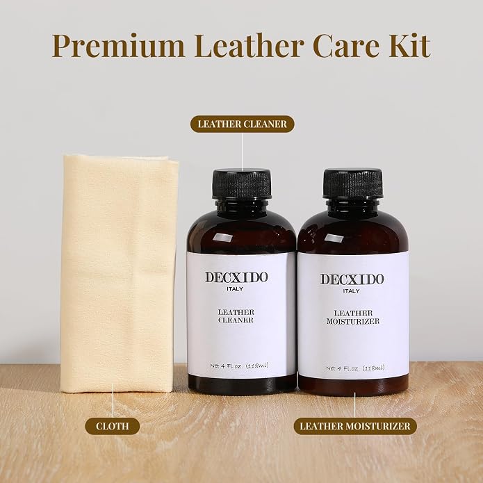 Leather Care Kit,Leather Cleaner and Leather Moisturizer,Leather Care set for Purse,Leather Bag,Restore Shine,Removes Stains.Leather Wallet,Leather Furniture,Leather Cleaning Kit,Leather Conditioner