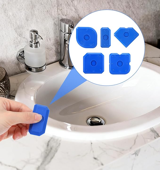 10 Pcs Silicone Caulking Tool, Caulking Tool Set with Sealant Remover & Scraper for Kitchen Bathroom Floor Window Sink Sealing (Blue)