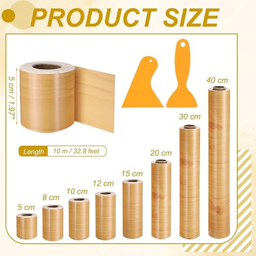 PATIKIL Wood Grain Repair Tape, 2" x 33' Self Adhesive Realistic Wood Tape with Scraper Durable Repair Patch for Furniture Floor Window Door Table DIY Home Decor, Cherry Wood