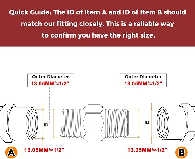 Pack of 2, 1/4" MNPT To 1/4" MNPT Solid Brass Hex Nipple Hose Connectors W/Sealing Tapes, Male Pipe Adapter for Pipe Leak Repair, Bathroom Remodeling, Tool Extension, Compression