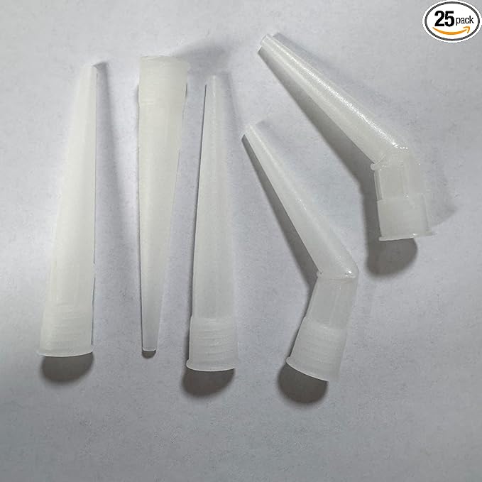 QDiShi 25Pcs Caulk Nozzle Tips Set - 20 Straight 10cm & 5 Angled 45° 8cm Plastic Caulking Extension Nozzles with Threaded Base for Caulk Gun, Home Sealing, Tile Gap Filling