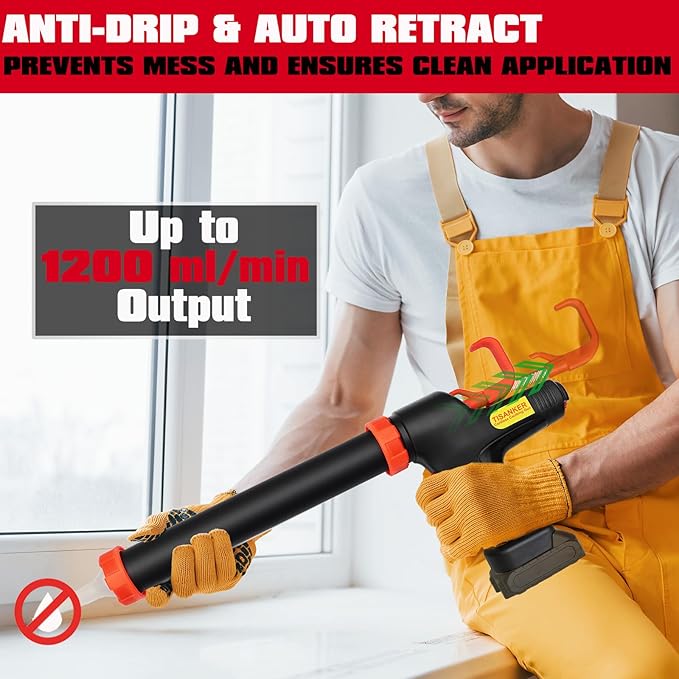 5500N Cordless Sausage Gun, 6-Speed Power, 1200 ml/min Output, 20oz Sausage & 300ml Cartridge Compatible, Anti-Drip, Compatible with Makita 18V & DEWALT 20V MAX, Tool Only (Battery Not Included)