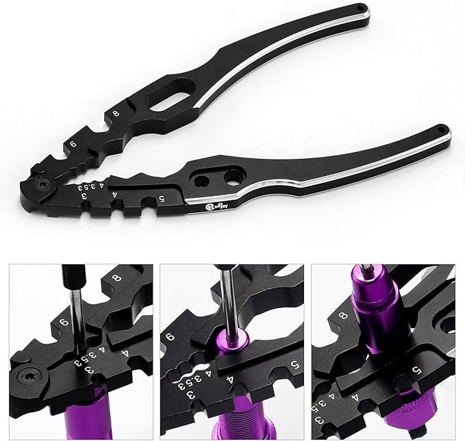 Multifunction RC Shock Absorber Plier with 4PCS Wrench 3.0/3.2/3.5/3.7/4.0/5.0/5.5/6.0mm Turnbuckle Nut Ball Joint Remover for RC Car Boat Model Repair Tool Kit