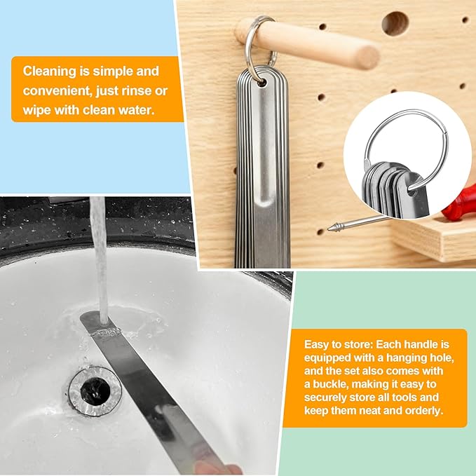 7 Packs Caulking Spatula Tool Set, Stainless Steel Multi-Size Caulk Finishing Spatulas for Bathroom, Kitchen, Window, and Door Sealing