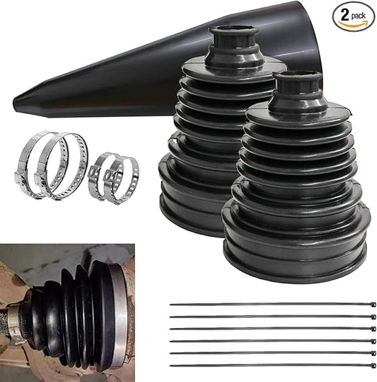 2PCS CV Boot Repair Kit with Expander Tool and Clamps,Silicone CV Axle Boot Repair Kit for 2.32" 2.86" 3.46" Calibers,Universal Tie Rod Boots for Joint Dustproof and Waterproof