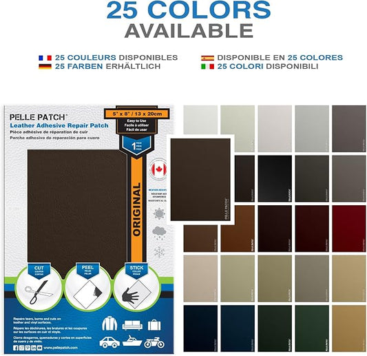 Brown Leather Repair Kit - 25 Colors Available - Original 5x8 - Brown