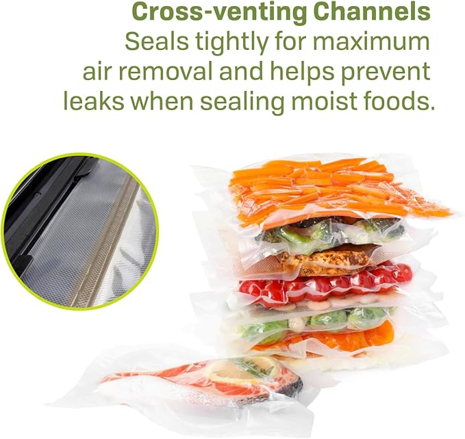 NESCO VS‑04R Vacuum Sealer Rolls for Home Food Storage, Custom‑Size 11‑Inch Bags Compatible with Nesco and Most Vacuum Sealers