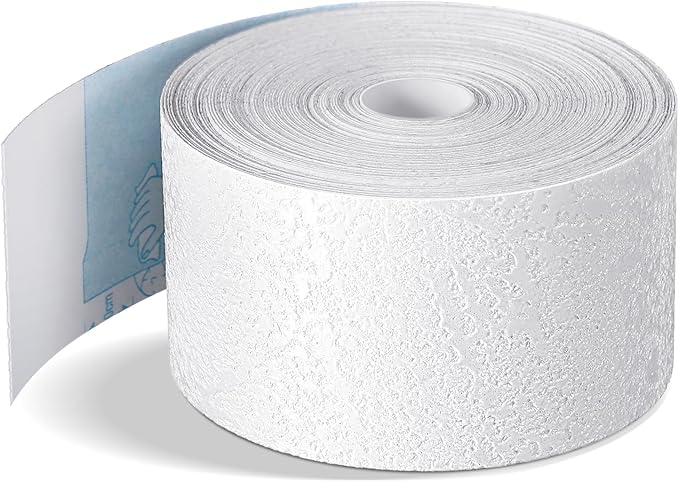 Self Adhesive Crack Drywall Joint Repairs Tape 1.5'' x 32' Textured Roll Joint Tape Paintable for Walls Diatom Mud Finish Texture Tapes for Drywall Repair