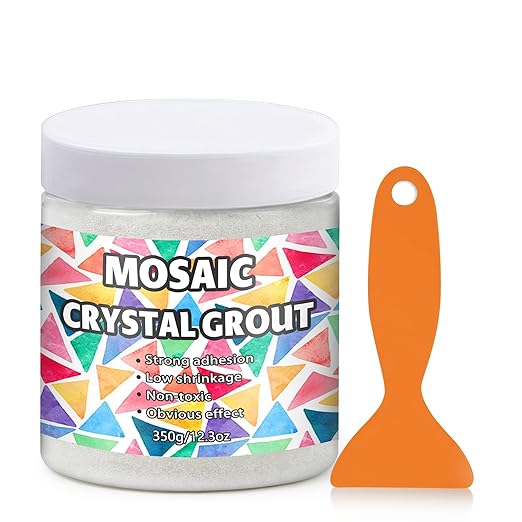 Mosaic Crystal Grout, Mosaics Tile Tools, Mosaic Tile Accessories – Essential for Handmade Grouting and Perfect for DIY Craft Projects (White, 12.3oz)