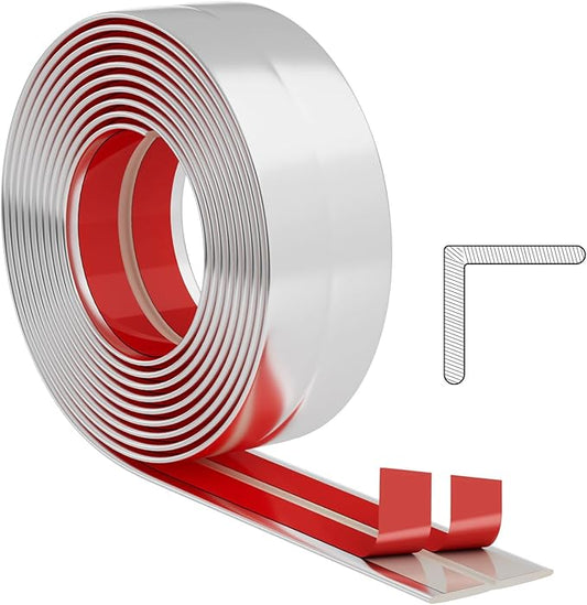 40 Feet Flexible Corner Protector Trim Molding 1.6 in Width Peel and Stick Molding 90 Inside & Outside Corner Guards Trim for Tile and Wall Edges Gaps, Furniture and Wall Repair - Silver