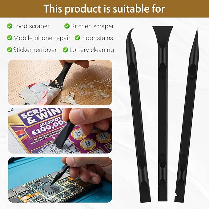 12 Pcs Carbon Fiber Plastic Scraper Tools, Multi-Purpose Pen-Shaped Label Sticker Remover, Narrow Crevice Cleaning Kit for Auto Detailing, Kitchen Gaps, Stain, Grease & Dirt Removal