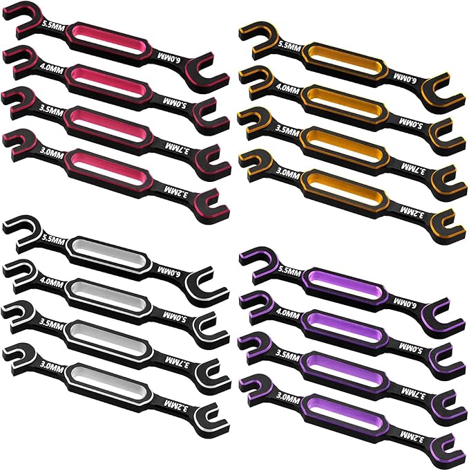 4PCS RC Wrench 3.0/3.2/3.5/3.7/4.0/5.0/5.5/6.0mm Turnbuckle Nut Ball Joint Remover RC Repair Tool for RC Crawler Car Boat RC Drone Upgrade Parts (Red)