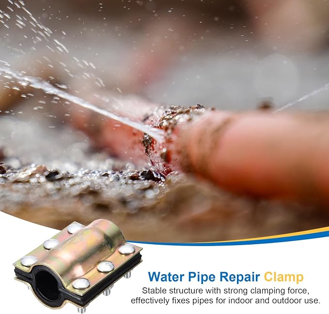 Water Pipe Repair Clamp, 4.72 Inch Length, 1-5/8 Inch ID Carbon Steel Leak Sealer Clamp, Leak Stoppers Pipe Repair Kit for 41mm OD PE PVC PPR Steel Iron Pipes